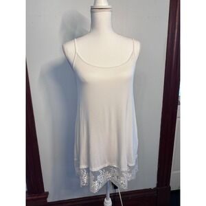 Altar'd State White Lace Hem Camisole Tank Top Womens Medium D11405 Boho Scoop